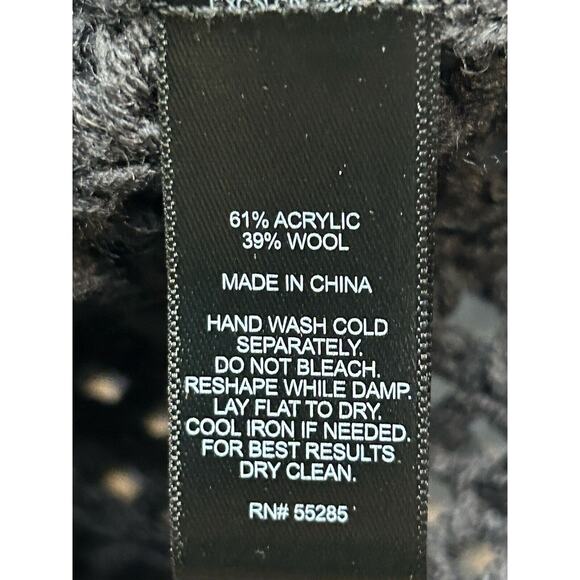 Express Sweater Womens XS X-Small Black Open-Knit Long Sleeve Pullover Y2K Wool - Picture 6 of 7